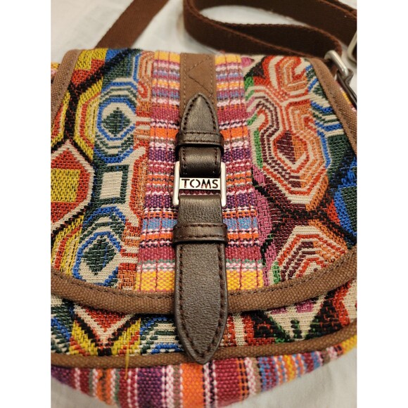 Toms Multi Pattern Departure Embroidered boho Cotton Canvas Crossbody Purse fest - Picture 2 of 7